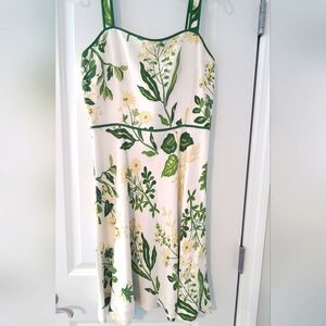 Ann Taylor Loft Floral Green and White Sun Dress